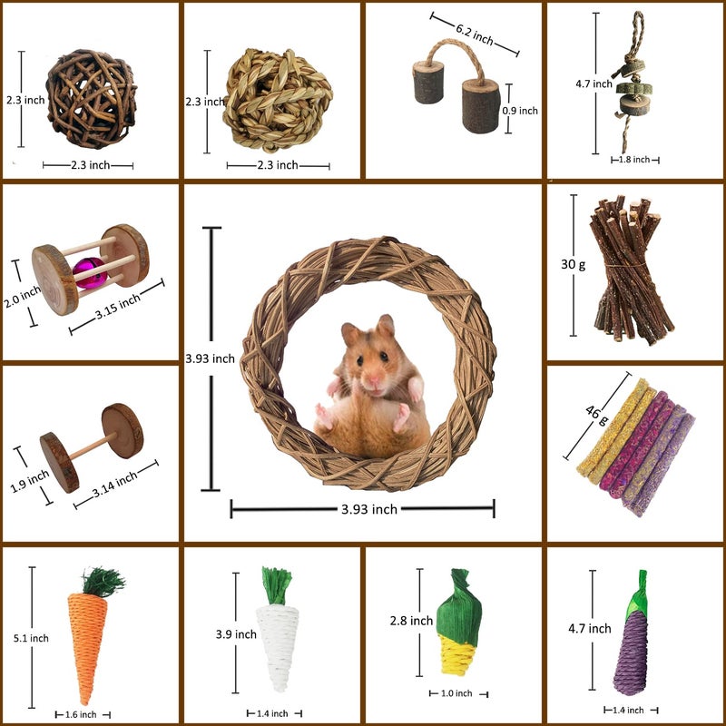 Dbeans Flourithing 13pcs Guinea Pigs Toys, Bunny Toys for Rabbits Indoor,for Pet Rabbits, Guinea Pigs, and Chinchillas - Image 2